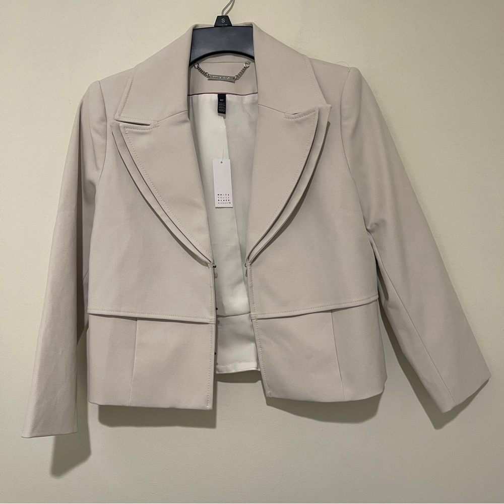 WHBM Ecru w Light Palomino Pleated Back Jacket